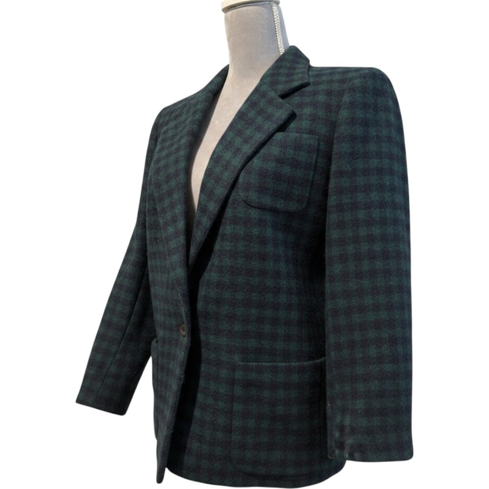 Vintage Old Money Wool Alpaca Mohair Blazer Jacket Sz 5/6 Green Navy Plaid Prep